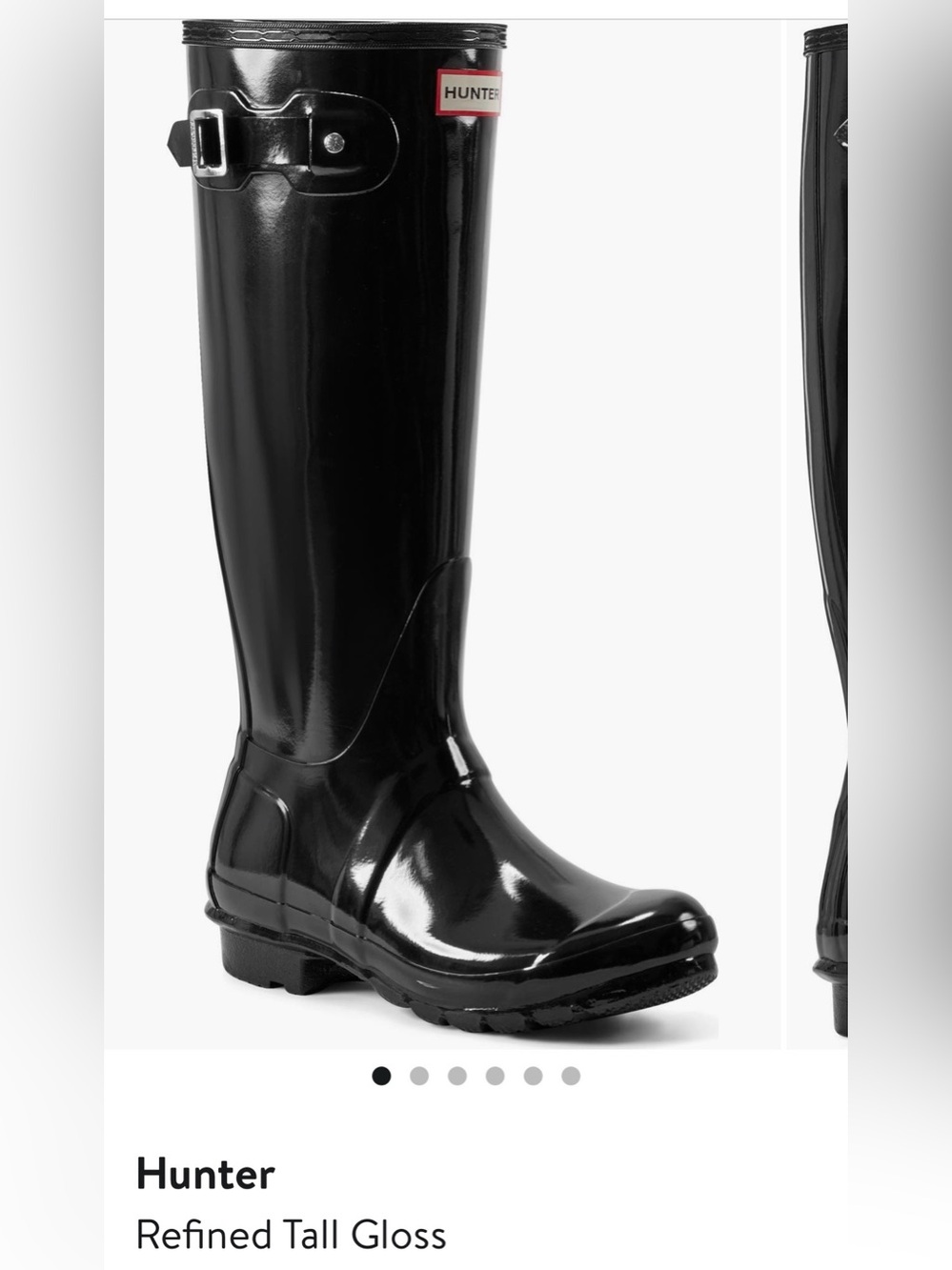 Hunter Refined Tall Gloss Rain Boots - Black